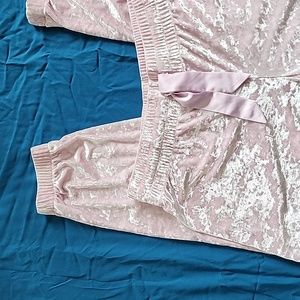 VS Light Pink Velvet Pants Size Large Lounge Pants PJ Bottoms
